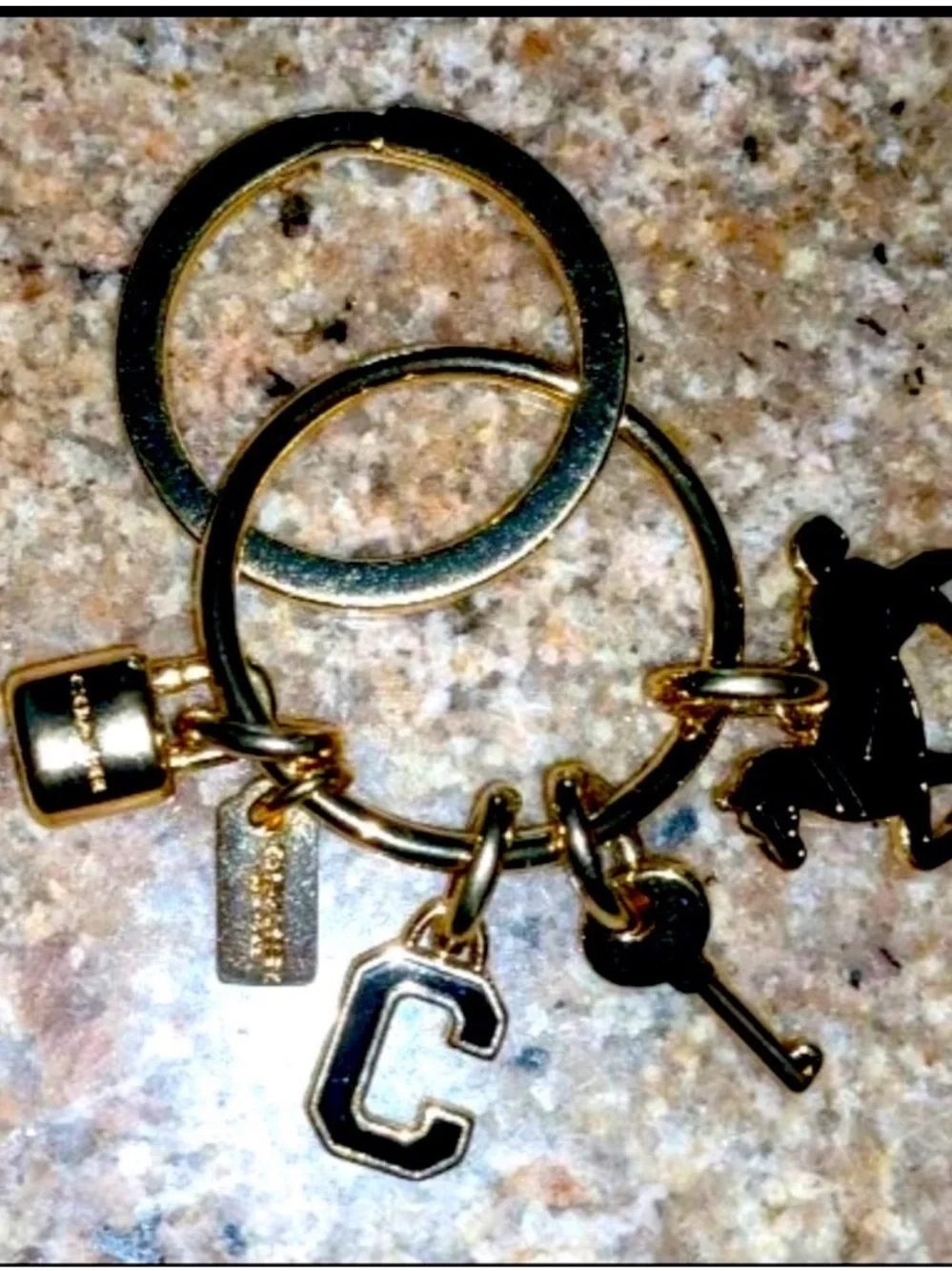 Coach Gold Horse & Carriage Padlock Key Chain Fob, Bag Charm Key Ring NWT F65167